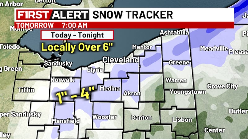 Locally over 6" of additional snow possible by tomorrow morning in snow squalls.