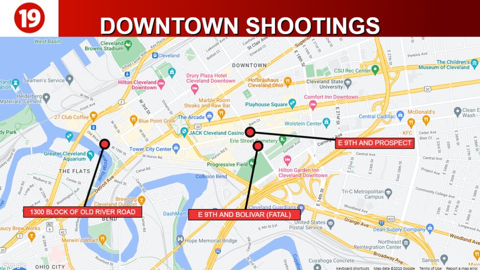 1 killed, 2 hurt in separate Downtown Cleveland shootings