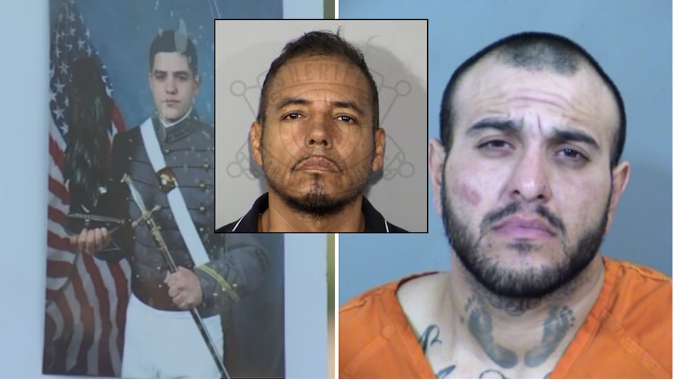 Court documents say Alberto Sanchez (center) attacked defendant Abel Uribe (right) during a...