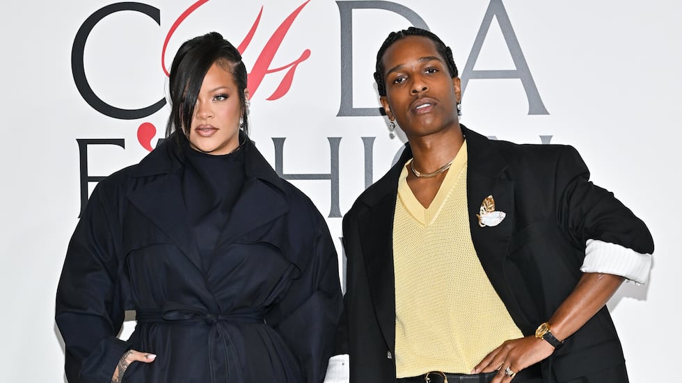 FILE - Rihanna, left, and A$AP Rocky appear at the CFDA Fashion Awards in New York on Nov. 3,...