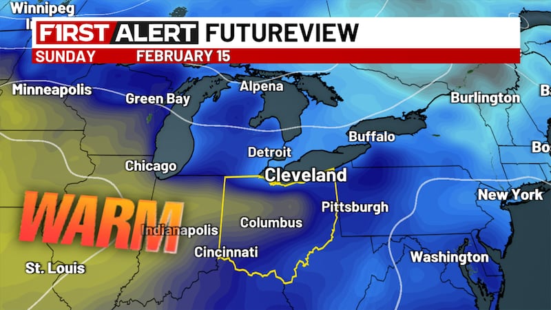 Warmer air slowly building into northeast Ohio this weekend.