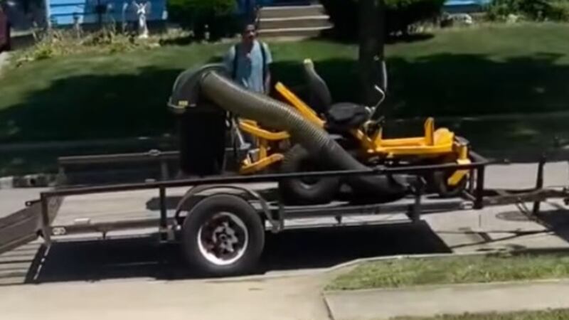 The Cub Cadet mower sat in front of Michael Butler's home on Marks Avenue in the Goodyear...