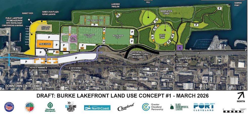 This is one of two concepts of what could be done with Burke Lakefront Airport if closed.