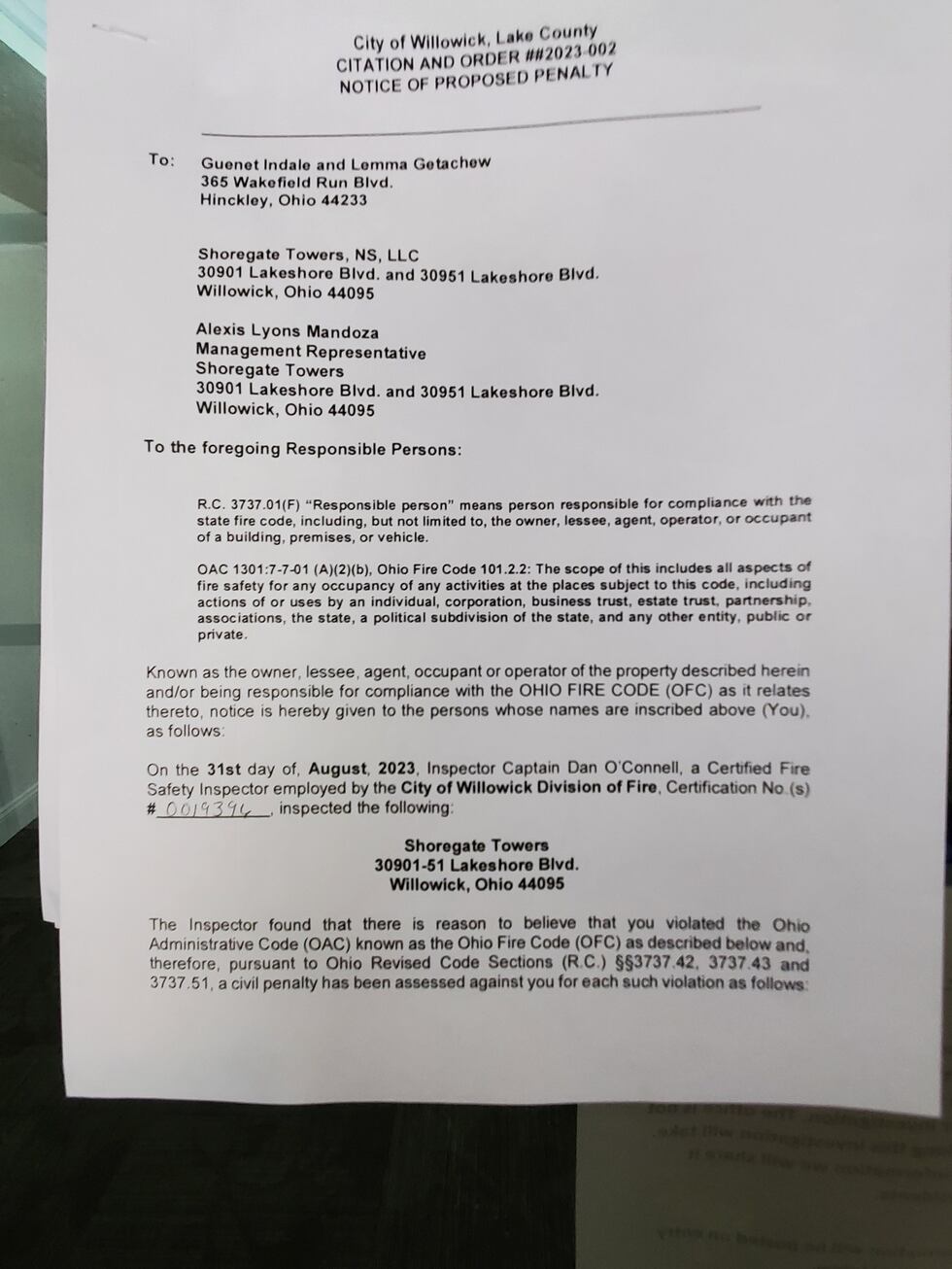 Questions about safety at Shoregate Towers in Willowick go unanswered