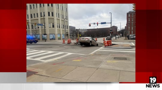 Massive sinkhole in downtown Cleveland nearly swallows car