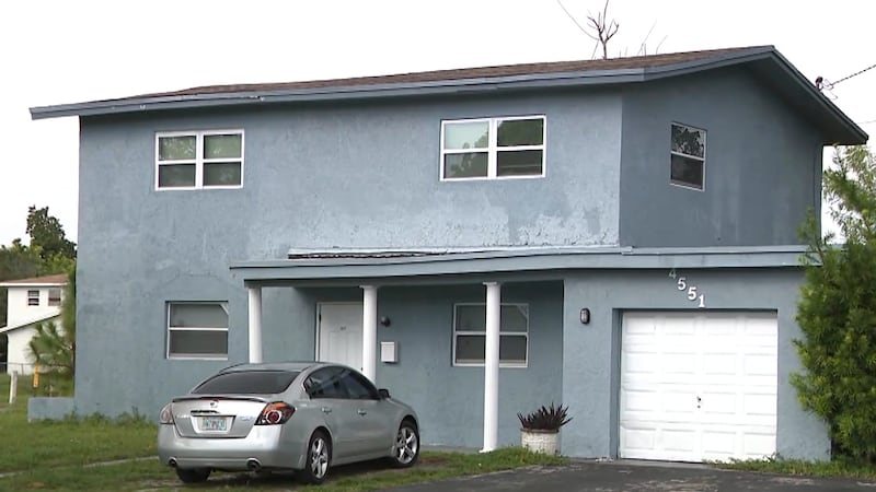 This undated image taken from video provided by WPLG-TV Thursday, Oct. 22, 2026, shows a home...