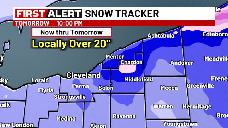 Heavy snow totals forecast through New Year's Eve where locally over 20" of additional snow...