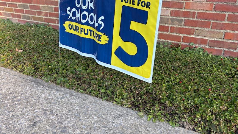 Signs around Euclid in support of a levy to offset state cuts to education