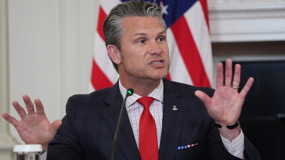 Defense Secretary Pete Hegseth speaks during a roundtable on criminal cartels with President...