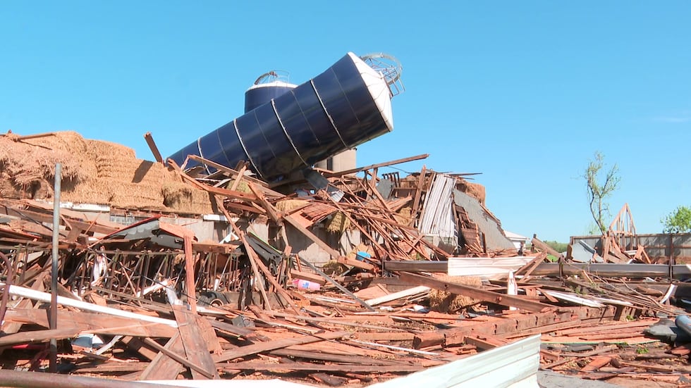 Cow survives getting impaled by lumber during tornado that destroyed dairy farm 8 Bob Schwandt, the owner of the 300-acre farm in Juneau, said the storm left a path of...