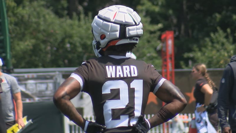 Browns CB Denzel Ward at the first practice of 2026 Training Camp.