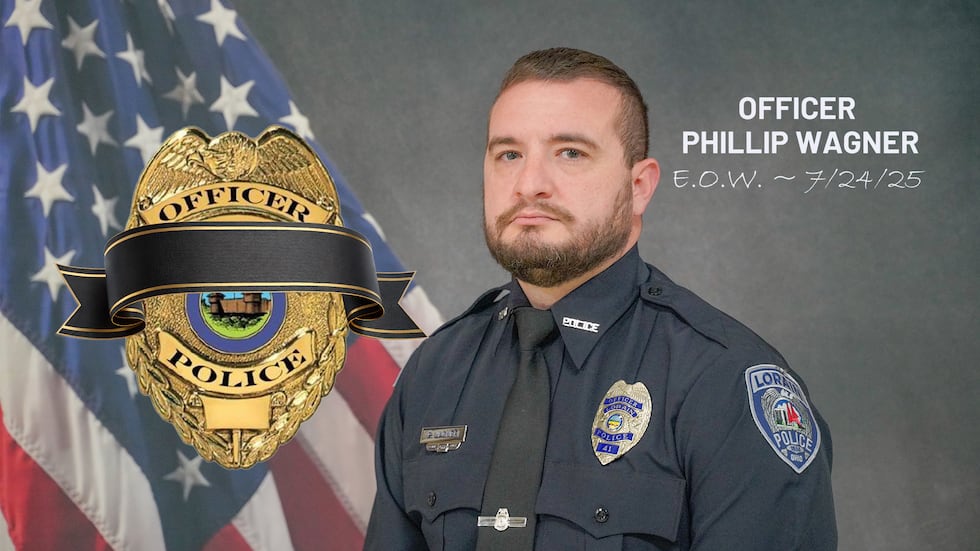 Ofc. Phillip Wagner, one of the three Lorain Police Department officers who were shot in an...