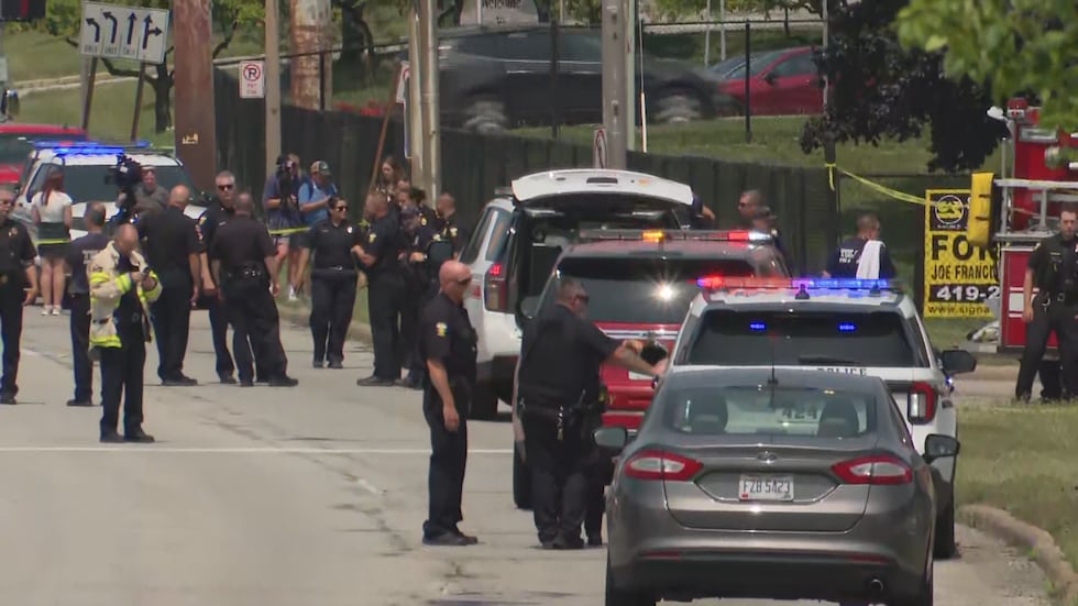 Toledo Police, Toledo Fire and Rescue and HAZMAT crews respond to Phillips and Detroit in an...