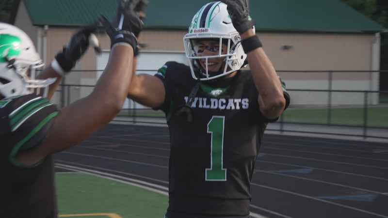 Mayfield High School senior Jayden Haynes scores a touchdown against Barberton on September...