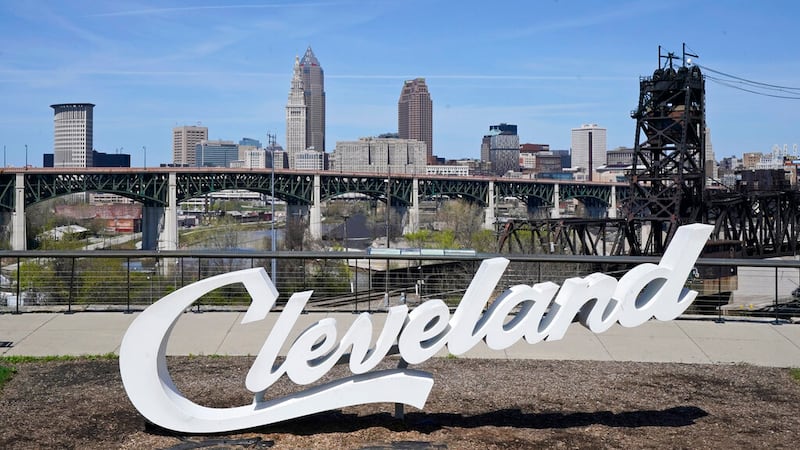 The Cleveland skyline is shown, Tuesday, April 13, 2021, in Cleveland (AP Photo/Tony Dejak)
