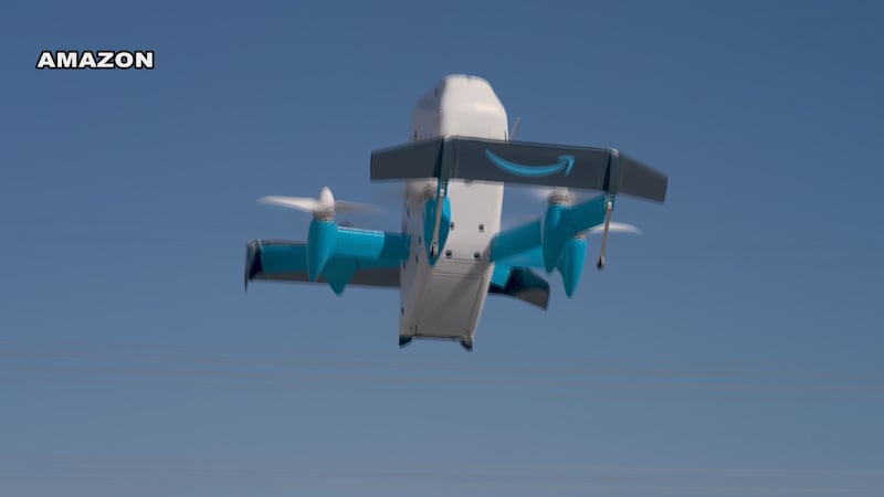 FILE - The city says delivery drones are operating in Shaker Heights for Amazon and the...