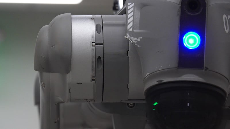Oppy, one of multiple dog-like security robots operated at a construction site in Atlanta,...