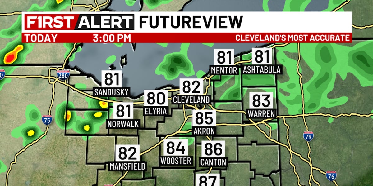 Northeast Ohio weather: More storms develop this evening; turning cooler Wednesday
