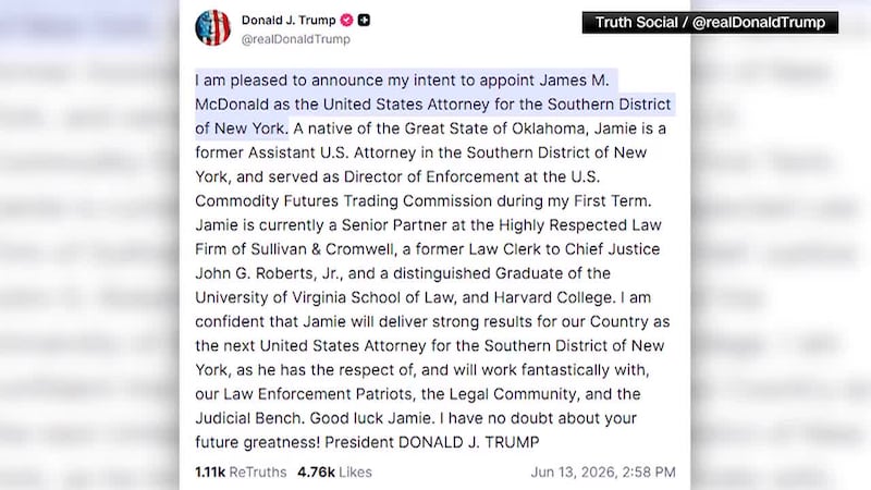 President Trump announces peace deal with Iran on Truthn Social.