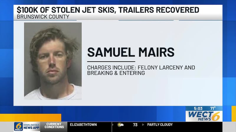 A Wilmington man faces multiple felony charges after deputies investigating a stolen jet ski...