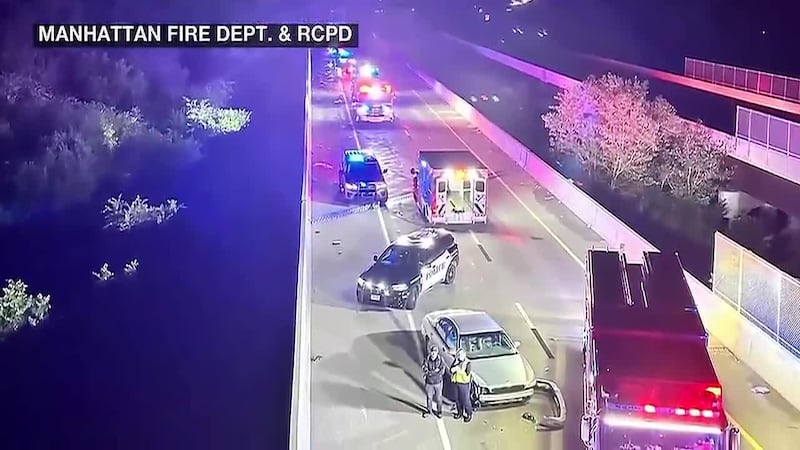A college student survived falling 70 feet from an overpass while trying to avoid being hit by...