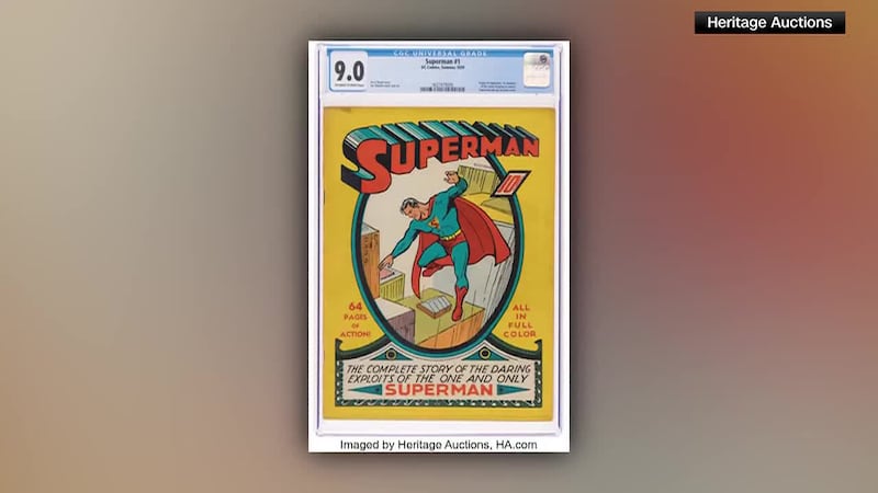 Images shared of a 1939 Superman comic book that was sold for $9 million at Heritage Auctions.