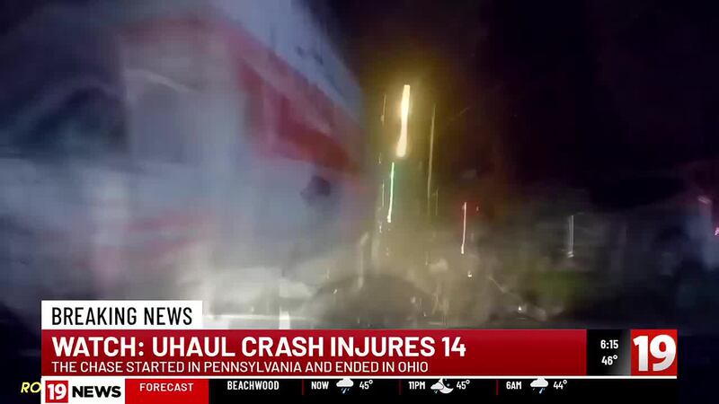 VIDEO: Pennsylvania police chase ends in Youngstown crash; 14 injured